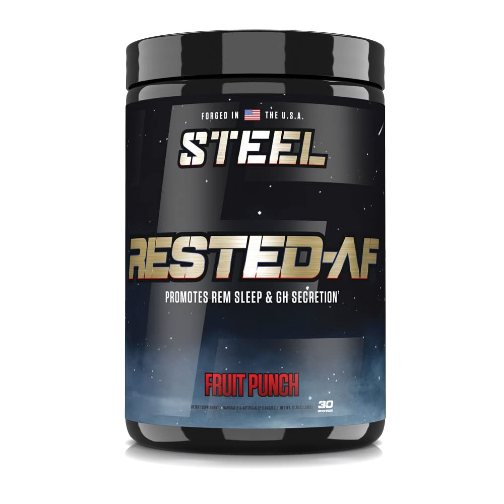 Steel Supplements Rested-AF I Deep Sleep Aid and Muscle Recovery Powder with GABA & Valerian Root Extract | Stress Relief ...