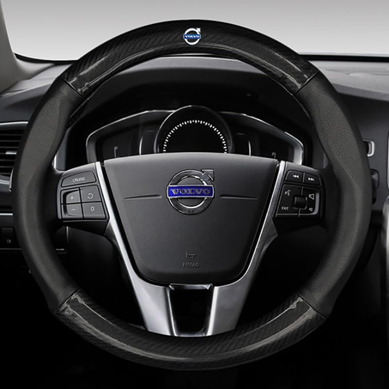 Car Steering Wheel Cover For Volvo XC90 2015-2023 Anti-slip Breathable Soft Microfiber Protector With Logo Auto Interior Accessories,A Style