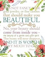 It Is Not Fancy Hair God Jewelry, or Fine Clothes That Should Make You Beautiful No, Your Beauty Should Come from Inside You-The Beauty of a Gentle and Quiet Spirit. That Beauty Will Never Disappear. 1725780380 Book Cover