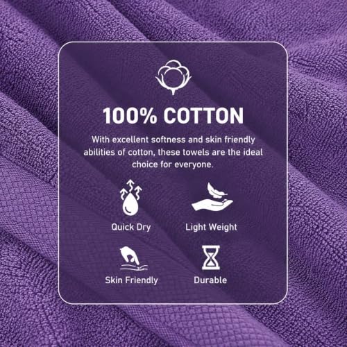 Image of Kiyro 100% Cotton Towels for Bath | Towels for Bath Large Size Bath Towel - Soft & Absorbent | 500 GSM | Towel for Men /Women | Urban Comfort | 70 cms x 140 cms Purple.Sweet.pop (Purple.POPV2)