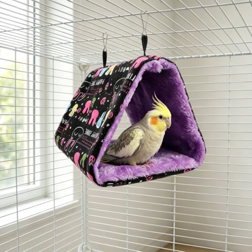 Image of Hypeety Bird Nest Cozy Hanging Bed Cage Warm Plush Hut for Bird, Black, M