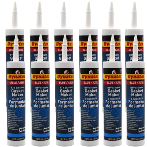 Image of Dynatex Blue RTV Silicone Gasket Maker 10.1 oz Caulk Tube - Oxygen Sensor Safe, OEM Specs, Gear Oil Resistant, Oil /Water Resistant, Made in the USA (12-Pack)