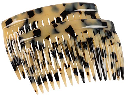 Charles J. Wahba Side Comb (Paired) - 17 Teeth (Bone Color) Handmade in France