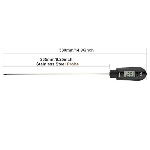 Miniatura 3 de Efeng Termómetro digital para carne, termómetro de caramelo, espátula, con clip para olla y sonda de 9 pulgadas, termómetro digital de lectura