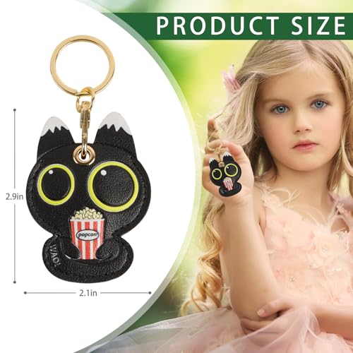 Image of Leather Keychain Case Holder Compatible with Apple AirTag, GPS Airtag Keychain Finder Tracker with Key Ring, Anti-Scratch Protective Air Tag Cover | Leather
