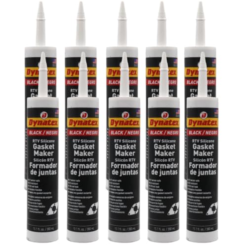 Image of Dynatex Black RTV Silicone Gasket Maker 10.1oz Caulk Tube - Oxygen Sensor Safe, OEM Specs, 500F Hi-Temp, Oil /Water Resistant, Made in the USA (10-Pack)