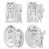 Angel Relief Silicone Molds, Ancient Greece Goddess Fondant Molds, Virgin Mary Goddess of Justice Shaped Chocolate Baking Molds for Cake Biscuit Soap Sugar Dessert Decoration Resin Clay Set of 4
