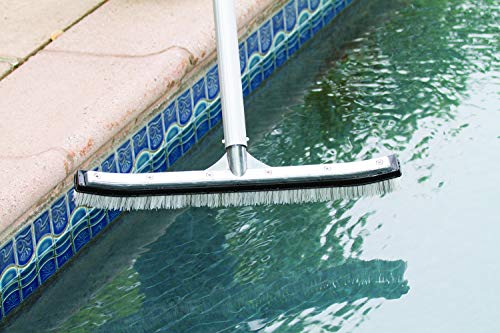 Poolmaster 20173 18-Inch Swimming Pool Brush With Aluminum-Back And Combo Bristles, Premier Collection #TOP1