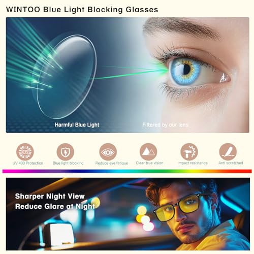 Image of Blue Light Glasses for Woman Men, 99% Blocking Square Frame 2 Pairs | Anti Eyestrain & UV Glare Protection, Computer Blue Light Blocking Glasses for Gaming TV Phone Screen