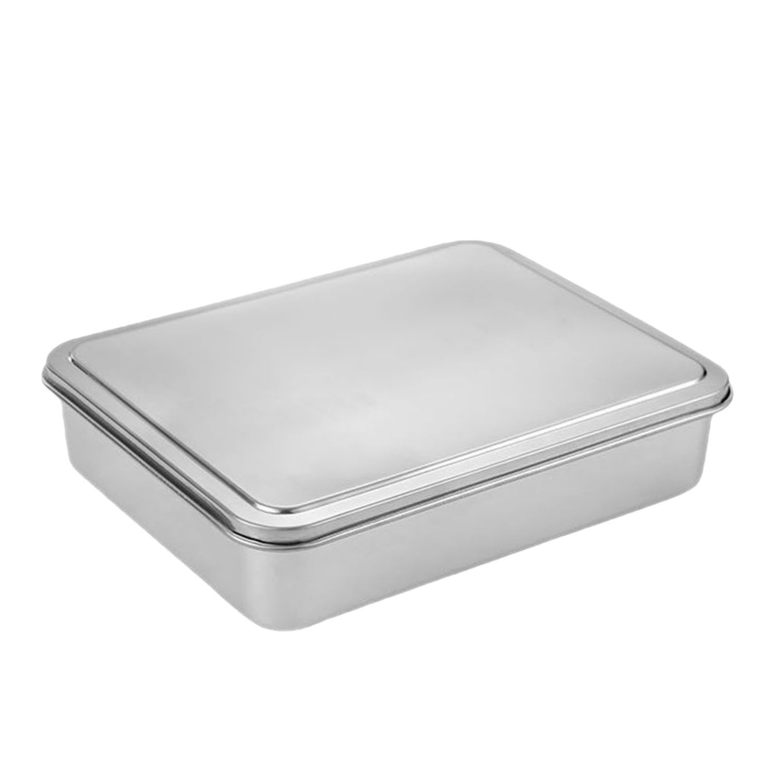 FOMIYES con Tapa para Pasteles de Acero Inoxidable Bandeja Rectangular Adecuado para Hornear y Almacenar Gran Capacidad Tiramisú y Postres