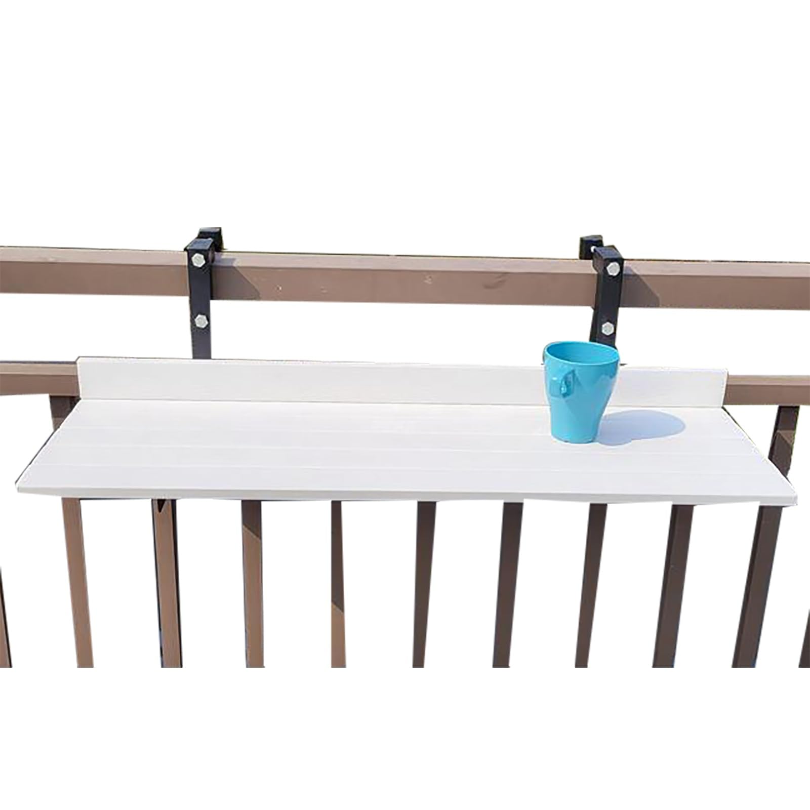 SXZenSpace Balcony Table, Foldable Bar Table for Railings Space Saving Deck Porch Garden Balcony(White)