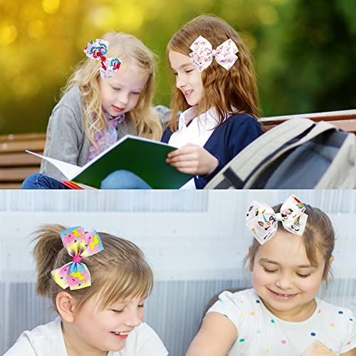 12Pcs 5 Inch Hair Bows For Girls Alligator Clips Grosgrain Ribbon Unicorn Rainbow Big Bows Clips Hair Barrettes Accessories For Little Girls Kids Toddlers Teens,Assorted Color 8 #TOP5