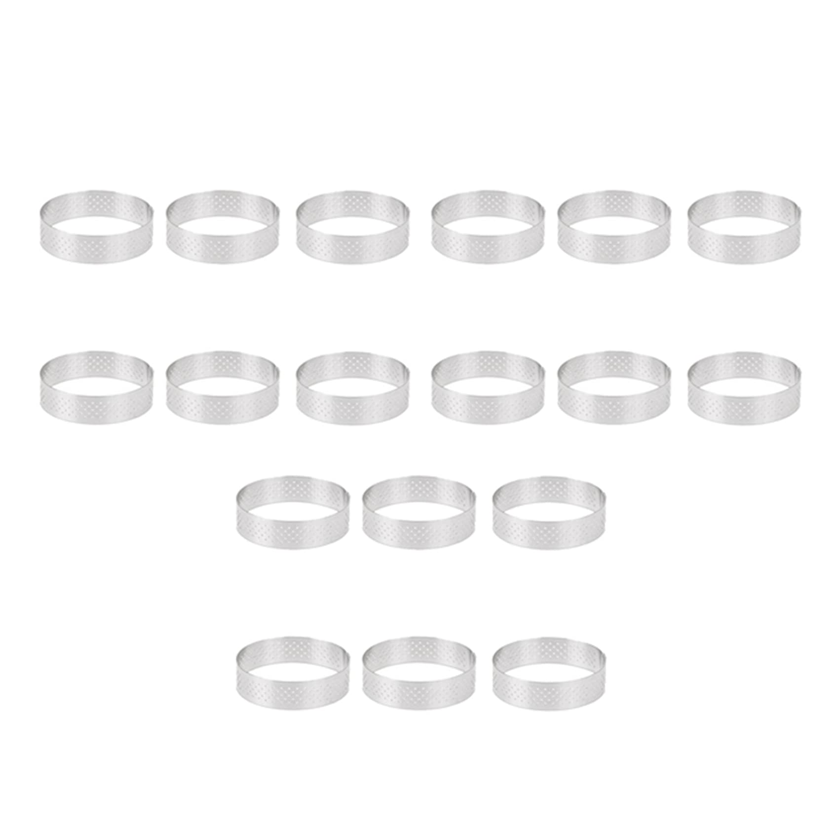 Hndhbfgrt 18Pcs 6cm Tart Ring Stainless Steel Tartlet Mold Circle Cutter Pie Ring Heat- Perforated Cake Mousse Molds