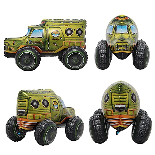 Self Standing 4D Aluminum Foil Balloon Toy Armed Forces Digger Engineering Vehicle Children Birthday Balloon Decoration Party Decoration (3D Military Vehicle) #TOP2