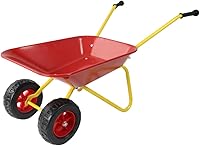 lafengyan Kids' Two-Wheel Metal Garden Trolley - Sturdy Steel Frame for Outdoor Play, Sand Hauling & Leaf Collection (Red)