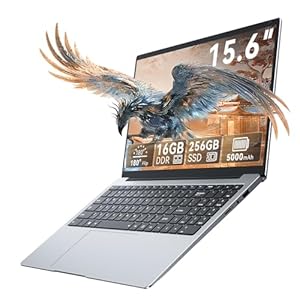 Computadora portátil FHD de 15.6 pulgadas, portátil Win 11 con Intel Dual-Core 4425Y, 16GB RAM 256GB SSD, portátil ligero para aprendizaje en línea de estudiantes, oficina en casa, negocios ligeros y entretenimiento