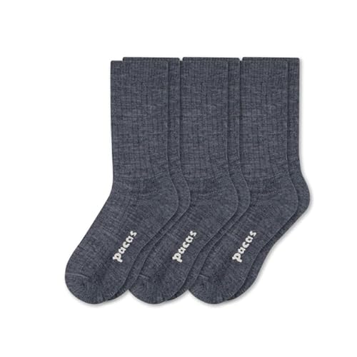 Pacas Women's Alpaca Lightweight Crew Socks - 3 Pack - Small-Medium - Charcoal