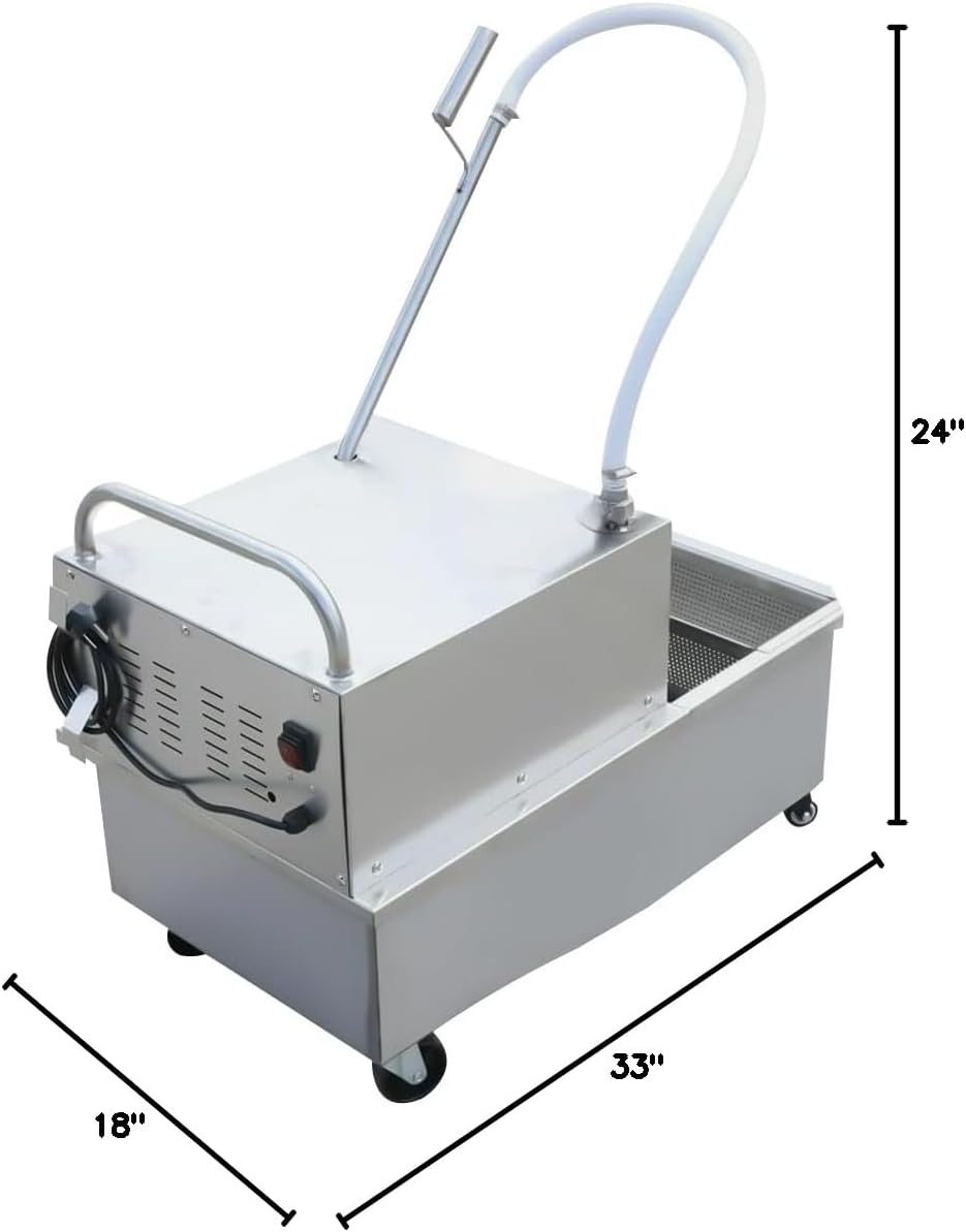 55L Fry Oil Filter Machine Fryer Filter Portable Fryer Oil Filter Cart Machine 550W Commercial Oil Filtration System Filtering Machine 110V/60HZ for Kitchen Fast Food Restaurant