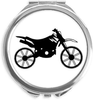 Motorcycle Mechanical Illustration Pattern Hand Compact Mirror Round Portable Pocket Glass