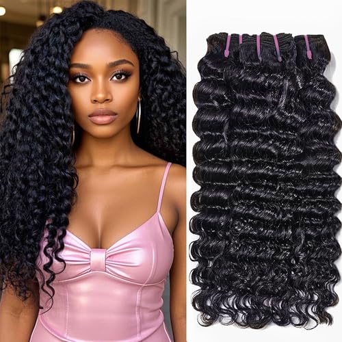 Elluipoey 15A Deep Wave Human Hair Bundles 24 26...