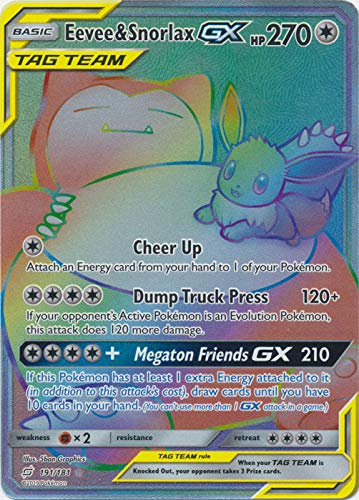Pokemon - Eevee & Snorlax GX - 191/181 - Team Up - Hyper Rare - Tag Team