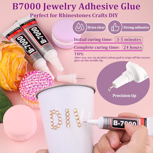 Image of 25000Pcs Resin Rhinestones for Crafting, Champagne 2-6mm Mixed Sizes Non Hotfix Flatback Gems with 1Pcs Glue, Bedazzling Crystal for DIY Craft Clothing Mugs Tumblers Shoes Fabric Decor Nail Art