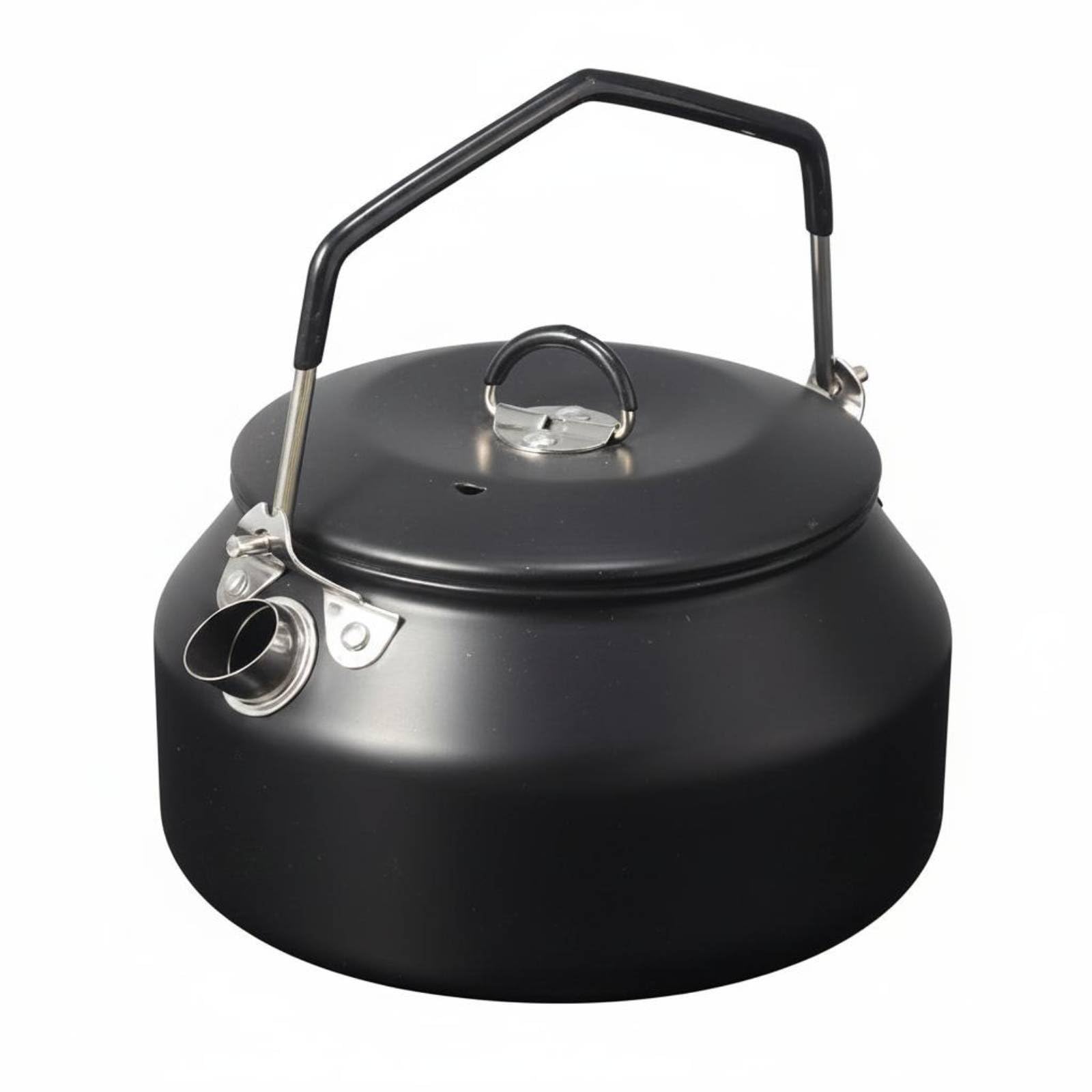 perfk Bollitore da Campeggio Bollitore Teiera Pentolino Caraffa in Acciaio Inox 304 Anti Ruggine con Coperchio Antiribaltamento E Beccuccio Schizzi Manico, Nero