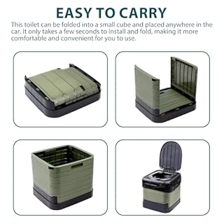 Crystals 24L Portable Camping Toilet – Compact Outdoor Travel Potty Loo for Caravan, Folding Toilet, Fishing, Hiking, Festivals & Picnics – Lightweight, Easy-Clean Design (Green/Black)