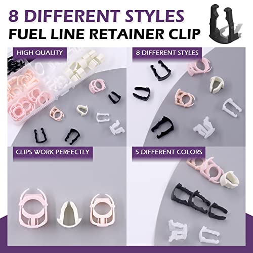 Swpeet 80 Stück 3/8 Zoll 5/16 Zoll 8 Stile Kraftstoffleitungs-Halterungsclip-Sortimentskit, perfekter Ersatz, kompatibel mit 3/8 Zoll 5/16 Zoll Ford Originalteil fehlende