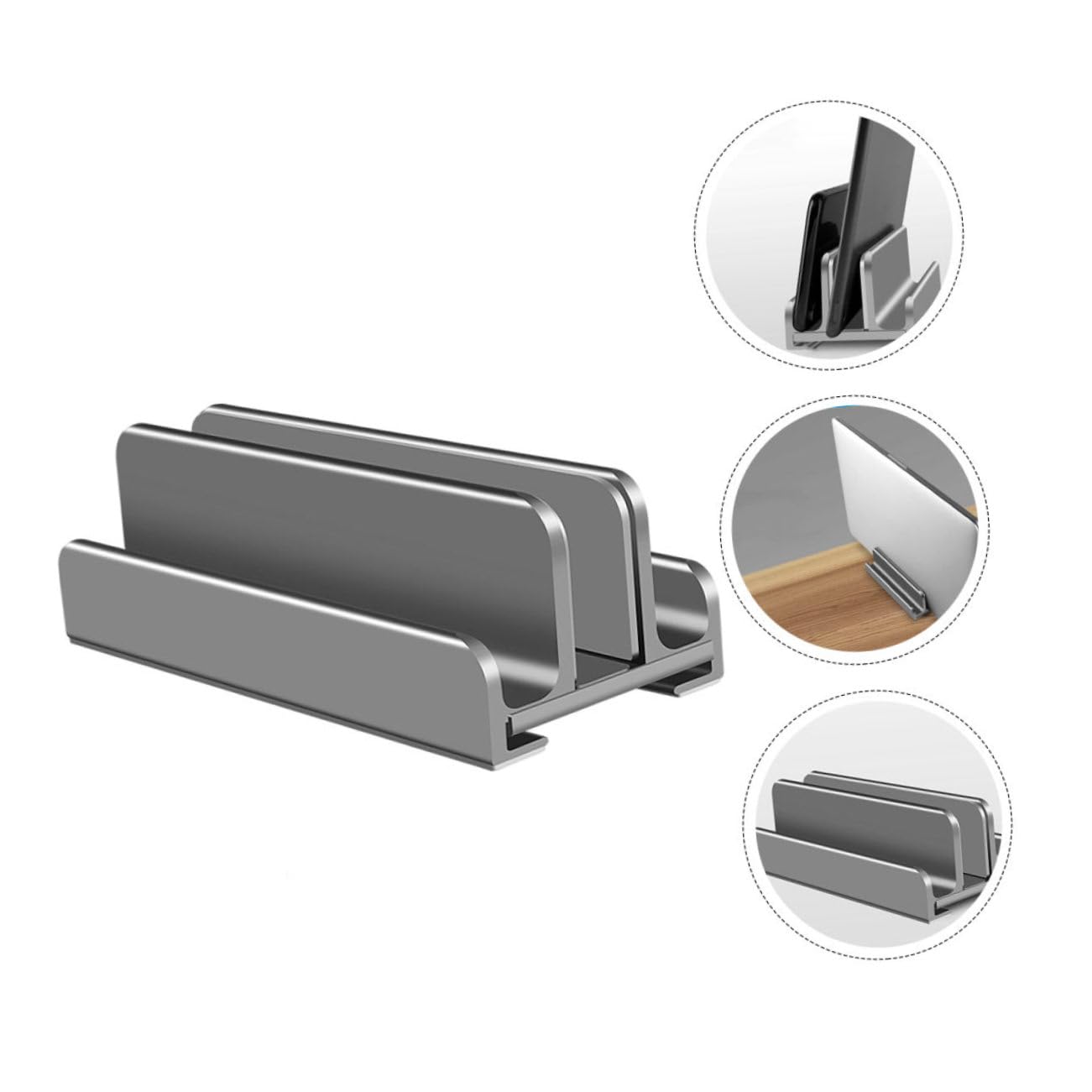 Angoily 2 Piezas Estante De Almacenamiento para Portátiles Organizador De Laptop Aluminio Estante De La Computadora Portátil Soporte para Laptop De Oficina Extensor Grey Gel De Sílice