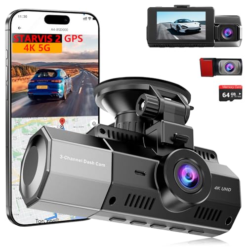 Eivikga 4K+2.5K+2.5K Dash Cam, STARVIS 2 Sensor, Dash Camera 3-Ch,