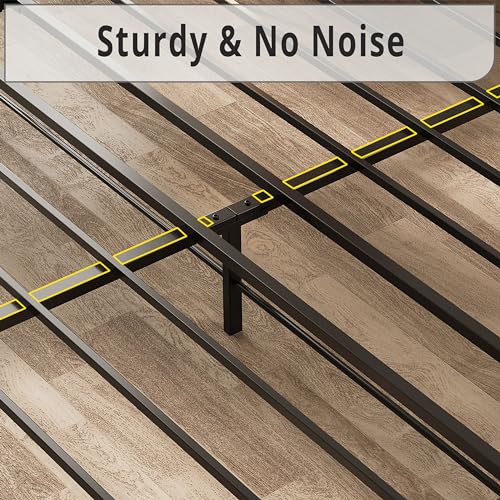 image for LIKIMIO Queen Bed Frame, Storage Headboard with Charging Station, Soli