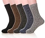 MIUBEAR Men Thick Warm Comfort Wool Knitting Crew Winter Socks 5-Pack