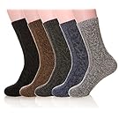 MIUBEAR Mens 5 Pair Pack Knitting Warm Wool Casual Winter Socks 5 Pack Soild Color