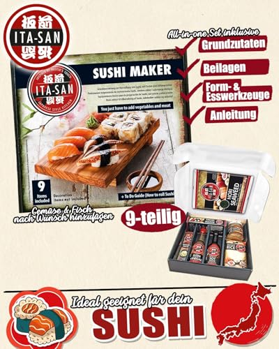 ITA-SAN, Sushi Set (9-teiliges Komplett Set, Ideal für Anfänger, zum Ausprobieren oder zum Verschenken) 1er Pack