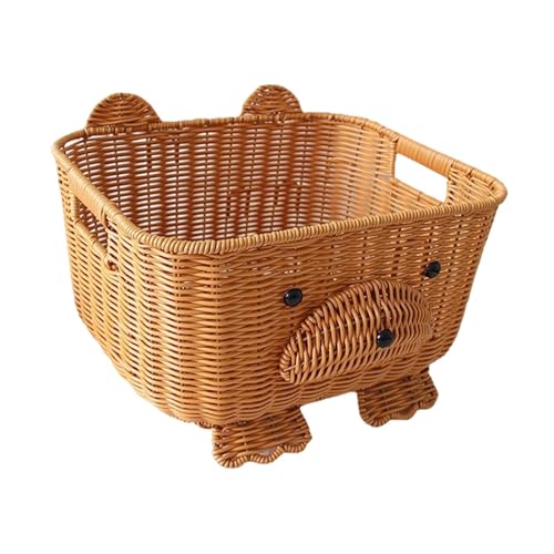 Cesta de almacenamiento tejida rectangular de ratán PP rockible para organizar el hogar (33cm) 2