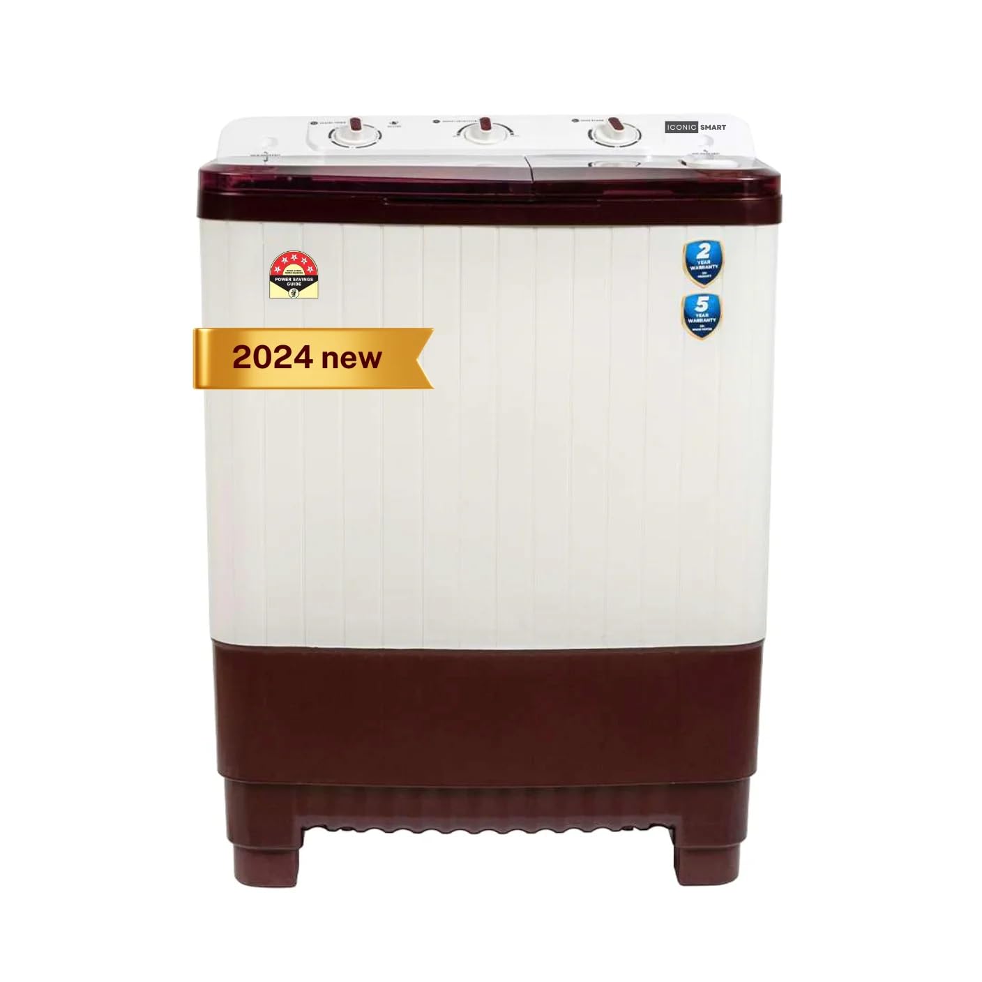 ICONIC SMART Vivid Wash Washing Machine | Automatic Top Load Washing Machine | Washing Machine 7.5 Kg (Maroon White)
