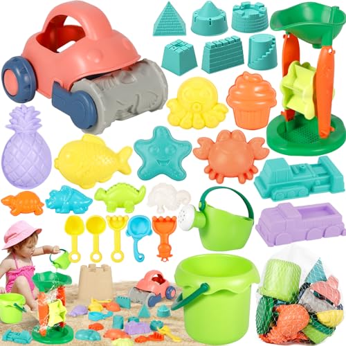 Ecoiffier – Seau Garni 21 Cm Dauphin – 12 Pièces – Pelle, Râteau, Tamis, Arrosoir, Moulin, 8 Moules – Dès 18 Mois – Fabriqué France