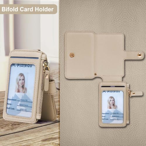 Image of M-Plateau RFID Blocking Slim Keychain Wallet for Women | Card Holder with ID Window, Zipper Pocket, 6 Card Slots, Compact for Cash & Cards(Khaki)