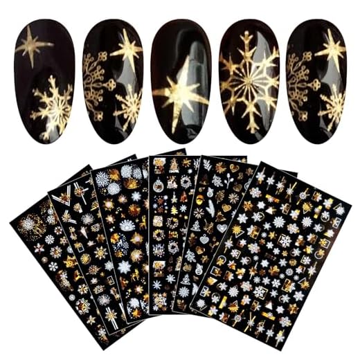 Unghie Nail Art Fiocco di Neve 8 Fogli Stickers
