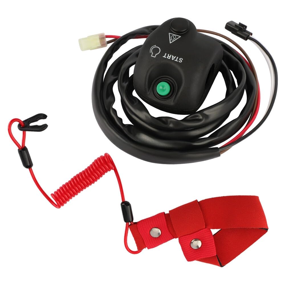 Boîtier de Commande Marche/arrêt Coupe-Circuit au Guidon avec Cordon de sécurité Convient pour Yama-ha FX140 FX1000 WaveRunner/WaveVenture 700 WaveRunner 800 1050 1100 1300 1800 2001-2016