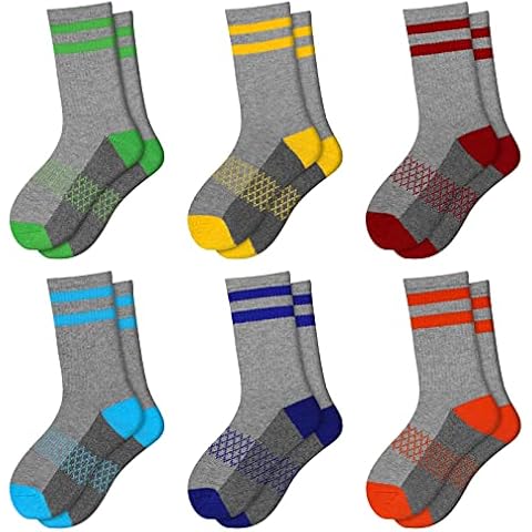 Comfoex Boys Crew Socks Half Cushioned Athletic Socks Cotton Calf Socks For Big Little Kids 6 Pairs Cover