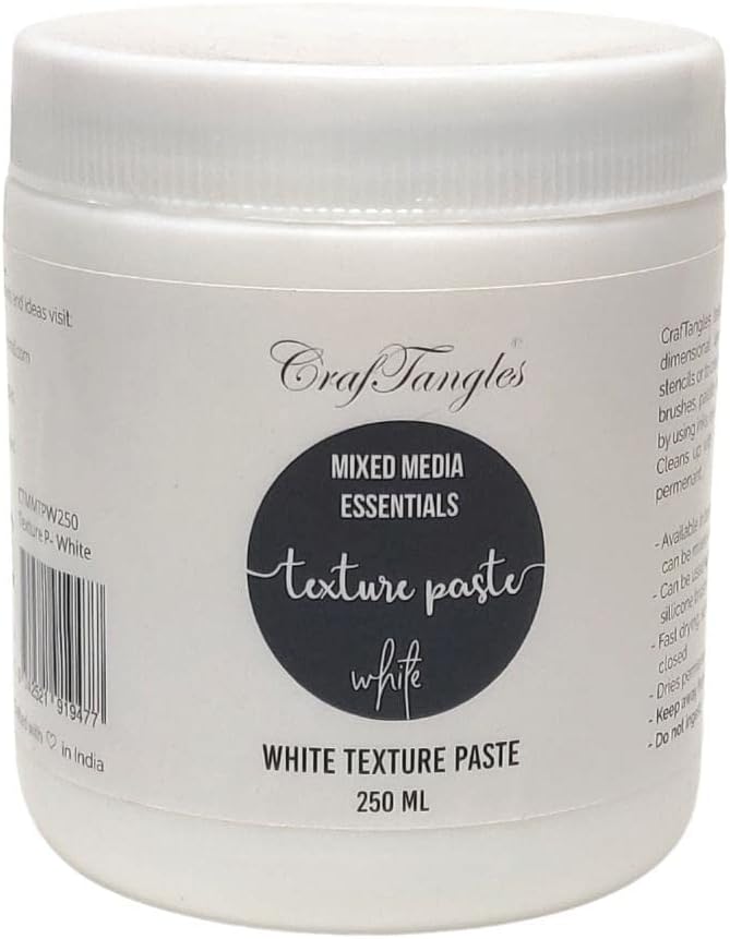 CrafTangles Texture Acrylic Paste - White (250 ml), For Art and Craft, Non Toxic, Made in India, Artist Grade, Add Texture to Art, CTMMTPW250