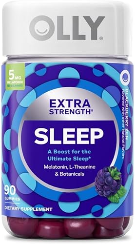 OLLY Gomitas extra fuertes para dormir, 5 mg de melatonina, L-teanina, manzanilla, bálsamo de limón, ayuda para dormir, apoyo ocasional para dormir,