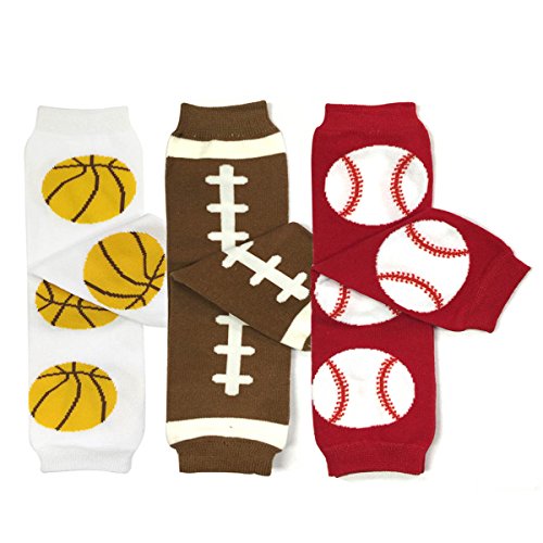 Bowbear Baby 3-Pair Leg Warmers, Basketball, Football, Baseball