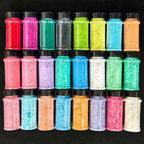 2oz Chunky Glitter for Resin Art 24-Color Sequins for Crafts,