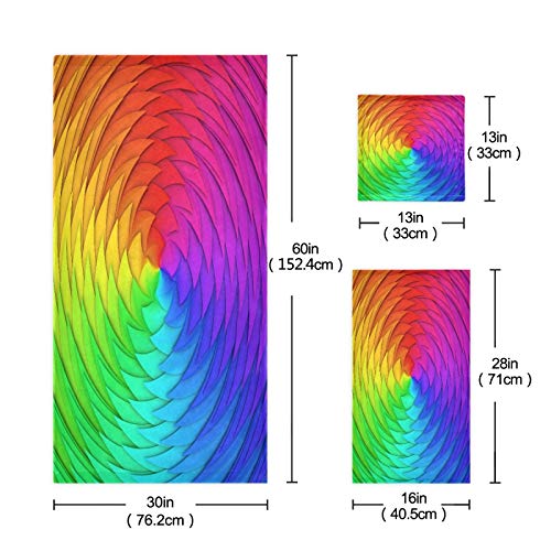 3D Rainbow Lattice Swirl Bath Towel Set Luxury Decorative Set Of 3, 1 Bath Towel 1 Hand Towel 1 Washcloth Soft Multipurpose For For Bathroom Hotel Gym Yoga Spa #TOP2