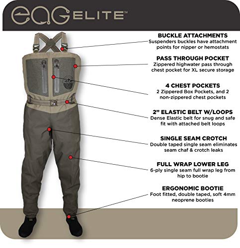 Paramount Outdoors Eag Elite 4 Breathable Stockingfoot Chest Fishing Wader (X-Large) #TOP4