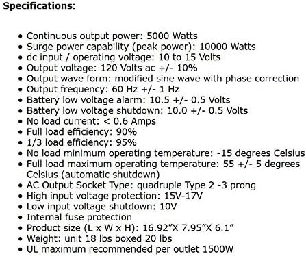 AIMS 5000W 12V Modified Sine Inverter 120V GFCI Terminal Block