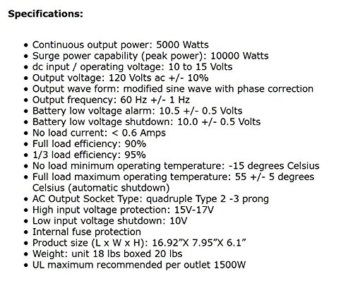 AIMS 5000 Watt 12 Volt DC Power Inverter - Thumbnail 6